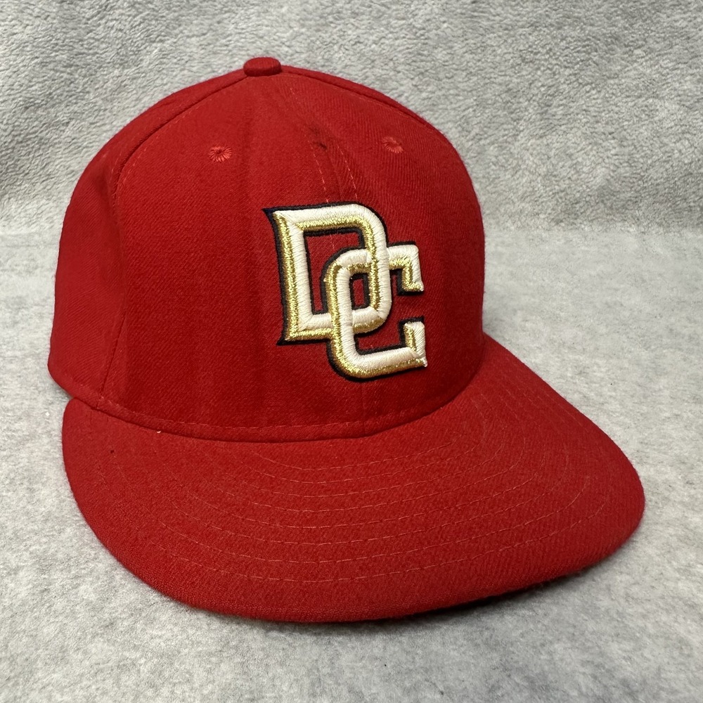 Washington Nationals Hat Cap Fitted Mens 7 Red MLB Baseball New Era DC Logo